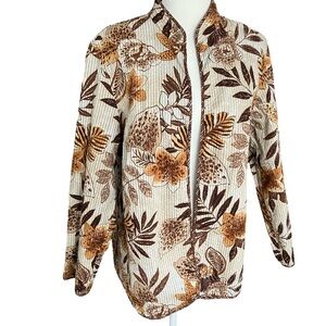 Women’s Reversible Jacket Blazer Open Front Floral Safari Print See Measurements